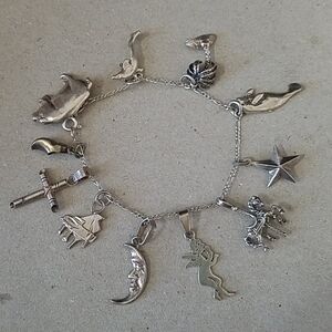 Sterling Silver 11 Piece Charm Bracelet